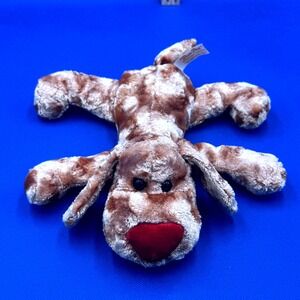 Dan Dee Collectors Choice Dog Floppy Plush Tan Marbled Spotted Red Heart Nose